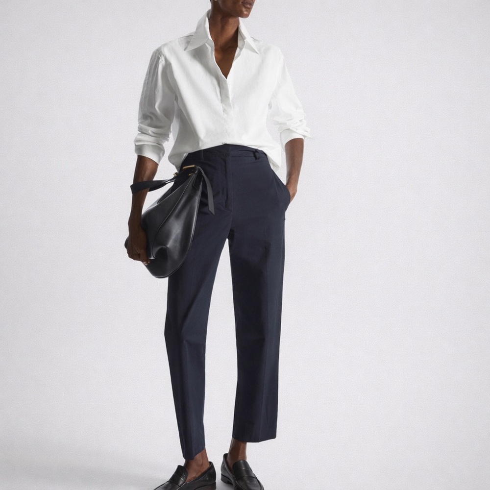 COS Navy Blue Slim-Fit Cropped Chinos | Stretch Cotton | NWT | Size 2